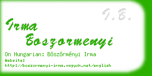 irma boszormenyi business card