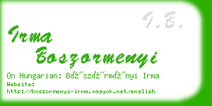 irma boszormenyi business card